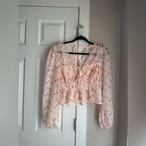 NWT Lush Pink Floral Sheer Top